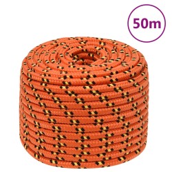 vidaXL Cuerda de barco polipropileno naranja 12 mm 50 m