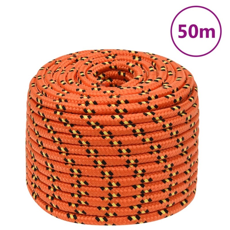 vidaXL Cuerda de barco polipropileno naranja 12 mm 50 m