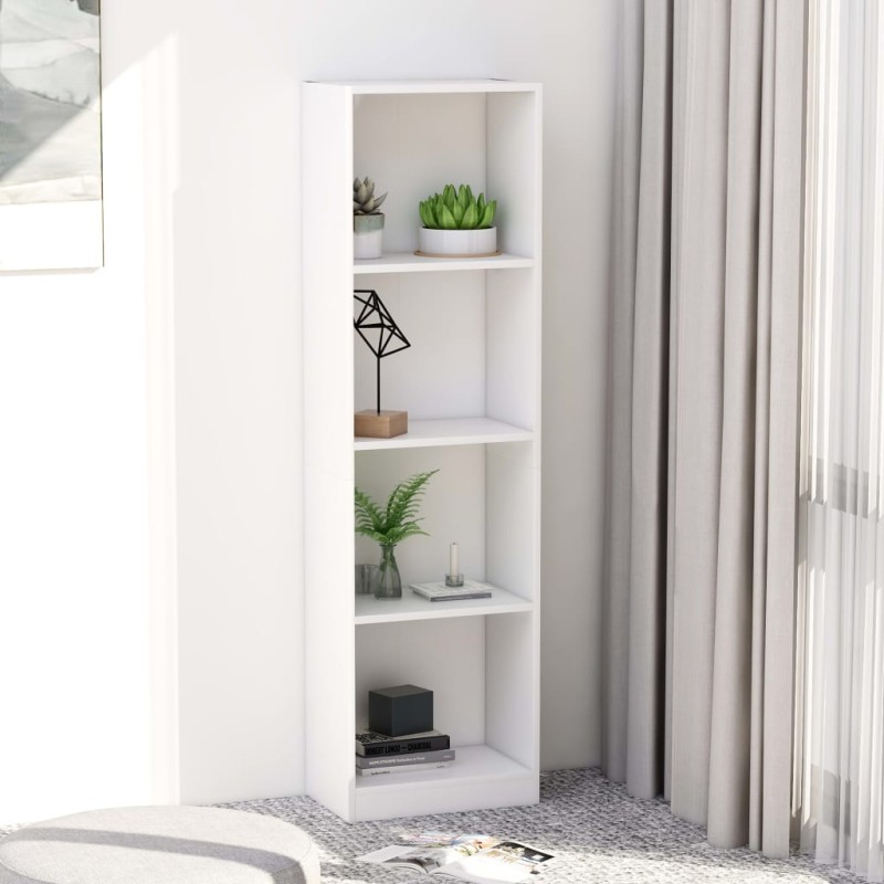 vidaXL Estantería de 4 niveles madera contrachapada blanca 40x24x142cm vidaXL Estantería de 4 niveles madera contrachapada blanca 40x24x142cm