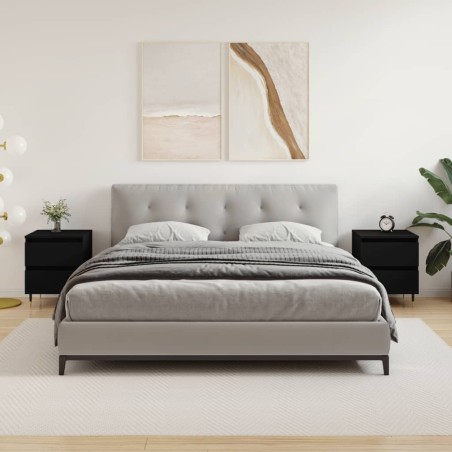 vidaXL Mesitas de noche 2 uds madera de ingeniería negro 40x35x50 cm