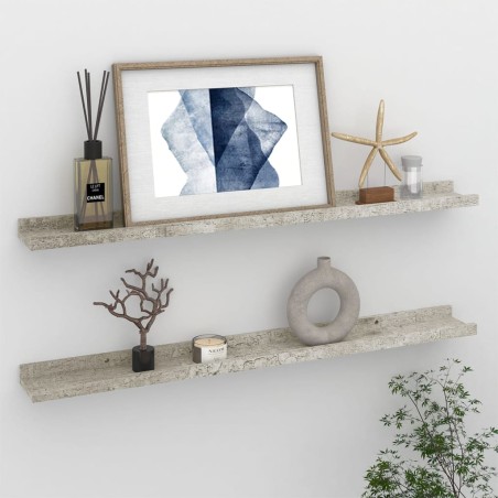 vidaXL Estantes de pared 2 unidades gris hormigón 80x9x3 cm