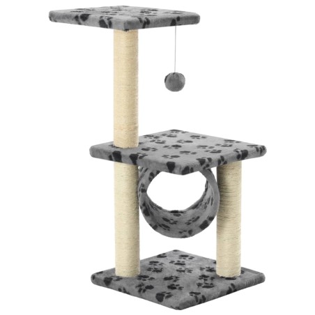 vidaXL Rascador para gatos con poste de sisal 65 cm huellas gris