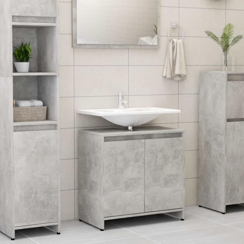 vidaXL Armario de baño madera contrachapada gris hormigón 60x33x61 cm