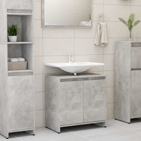 vidaXL Armario de baño madera contrachapada gris hormigón 60x33x61 cm