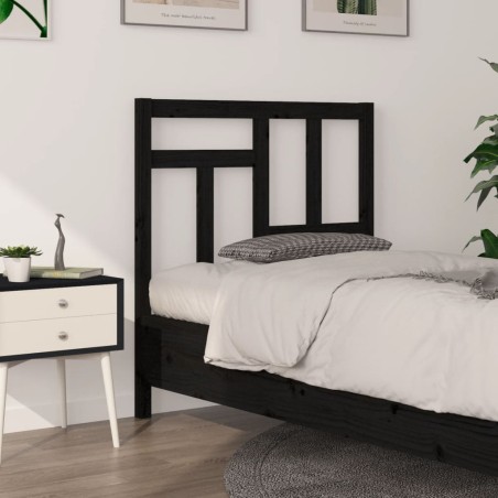 vidaXL Cabecero de cama madera maciza de pino negro 95,5x4x100 cm