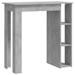 vidaXL Mesa bar con estante contrachapada gris hormigón 102x50x103,5cm
