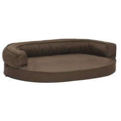 vidaXL Colchón de cama de perro ergonómico aspecto lino marrón 75x53cm