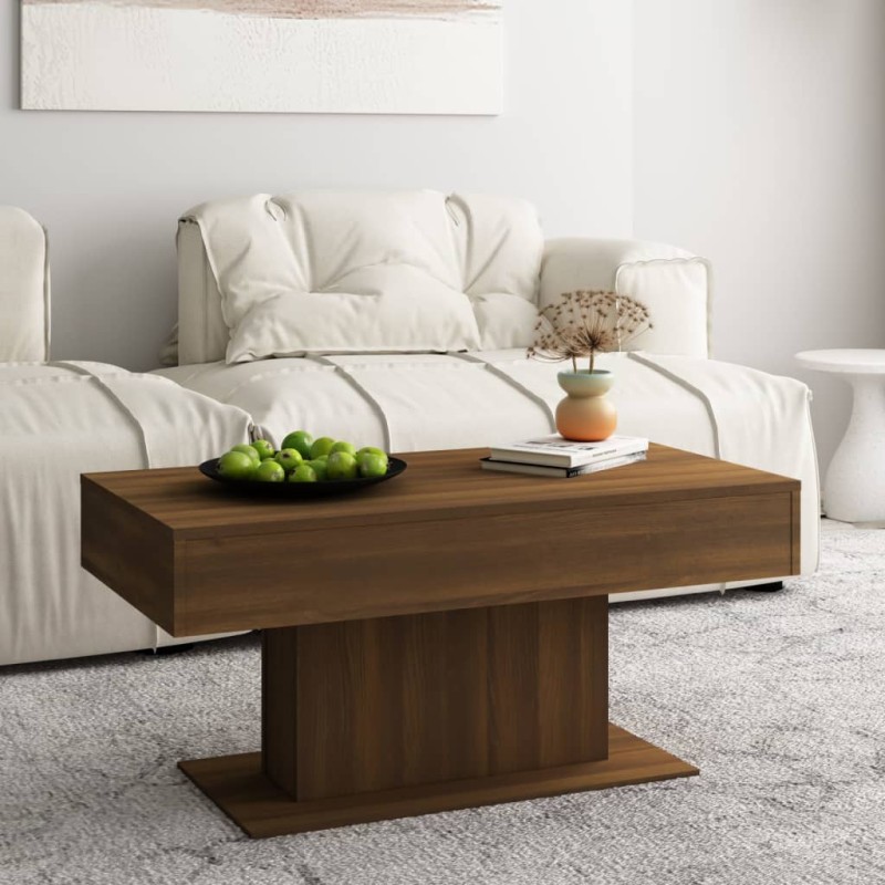 vidaXL Mesa de centro madera contrachapada roble marrón 96x50x45 cm vidaXL Mesa de centro madera contrachapada roble marrón 96x50x45 cm