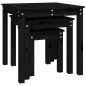 vidaXL Mesas apilables 3 piezas madera maciza de pino negro vidaXL Mesas apilables 3 piezas madera maciza de pino negro