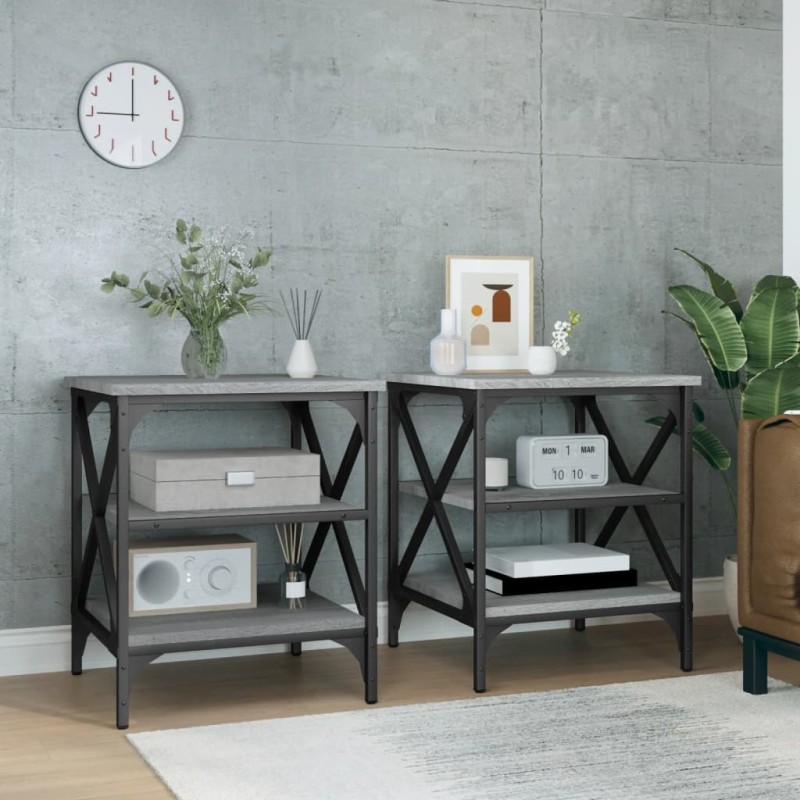 vidaXL Mesas auxiliares 2 uds madera gris Sonoma 40x42x50 cm vidaXL Mesas auxiliares 2 uds madera gris Sonoma 40x42x50 cm