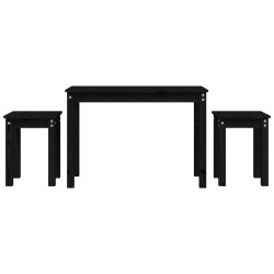 vidaXL Mesas apilables 3 piezas madera maciza de pino negro