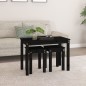 vidaXL Mesas apilables 3 piezas madera maciza de pino negro vidaXL Mesas apilables 3 piezas madera maciza de pino negro