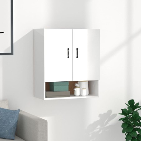 vidaXL Armario de pared madera contrachapada blanco brillo 60x31x70 cm