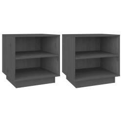 vidaXL Mesitas de noche 2 uds madera maciza de pino gris 40x34x40 cm