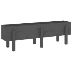 vidaXL Arriate elevado de jardín madera maciza pino gris 121x30x38 cm