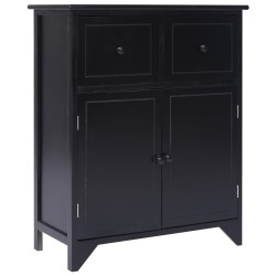 vidaXL Armario auxiliar de madera de paulownia negro 60x30x75 cm