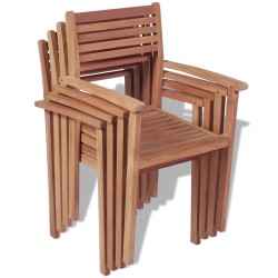 vidaXL Sillas apilables de jardín 4 unidades madera maciza de teca