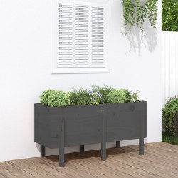 vidaXL Arriate elevado de jardín madera maciza pino gris 121x50x57 cm