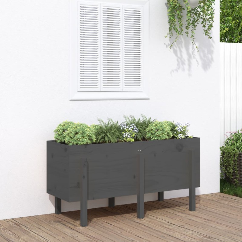 vidaXL Arriate elevado de jardín madera maciza pino gris 121x50x57 cm vidaXL Arriate elevado de jardín madera maciza pino gris 121x50x57 cm