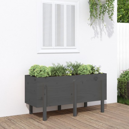vidaXL Arriate elevado de jardín madera maciza pino gris 121x50x57 cm