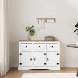 vidaXL Aparador Corona Range de pino mexicano blanco 132x43x78 cm