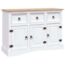 vidaXL Aparador Corona Range de pino mexicano blanco 132x43x78 cm