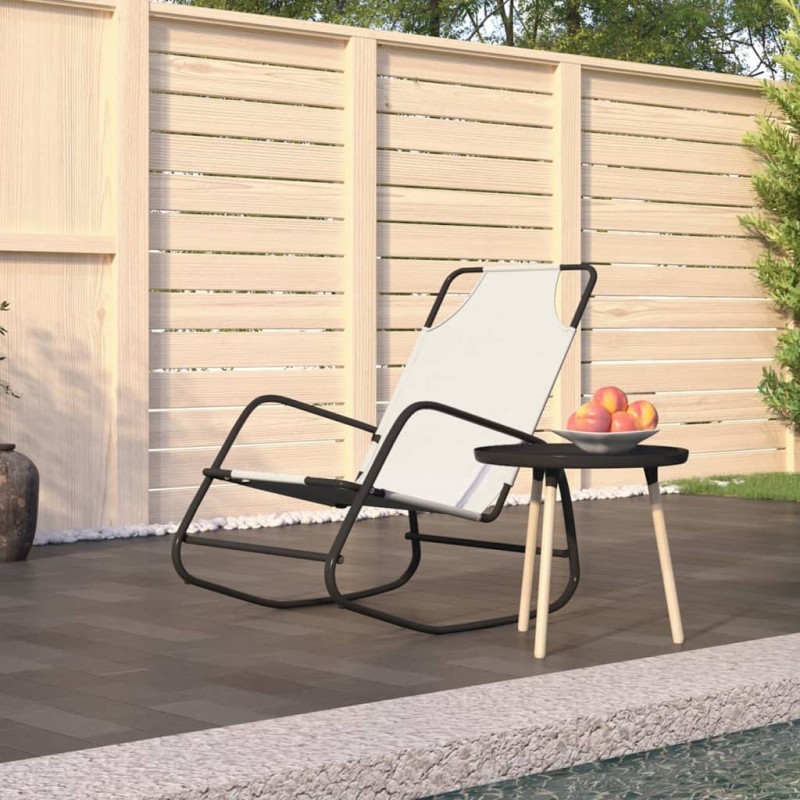 vidaXL Tumbona mecedora de acero y textilene color crema vidaXL Tumbona mecedora de acero y textilene color crema