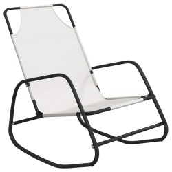 vidaXL Tumbona mecedora de acero y textilene color crema