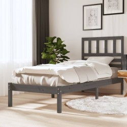 vidaXL Estructura de cama madera maciza de pino gris 90x200 cm