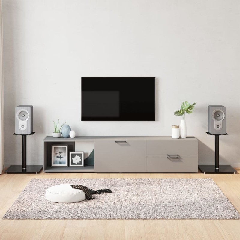 vidaXL Soportes de altavoces 2 uds vidrio templado negro 1 pilar vidaXL Soportes de altavoces 2 uds vidrio templado negro 1 pilar