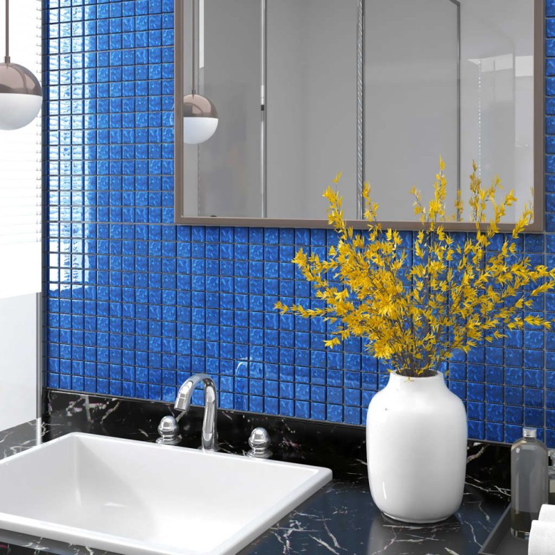 vidaXL Azulejos de mosaico 11 unidades vidrio azul 30x30 cm vidaXL Azulejos de mosaico 11 unidades vidrio azul 30x30 cm