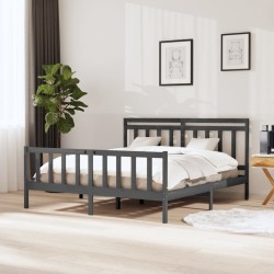 vidaXL Estructura de cama de madera maciza gris 160x200 cm