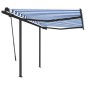 vidaXL Toldo manual retráctil con postes azul y blanco 3,5x2,5 m vidaXL Toldo manual retráctil con postes azul y blanco 3,5x2,5 m