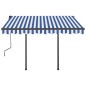 vidaXL Toldo manual retráctil con postes azul y blanco 3,5x2,5 m vidaXL Toldo manual retráctil con postes azul y blanco 3,5x2,5 m