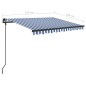 vidaXL Toldo manual retráctil con postes azul y blanco 3,5x2,5 m vidaXL Toldo manual retráctil con postes azul y blanco 3,5x2,5 m