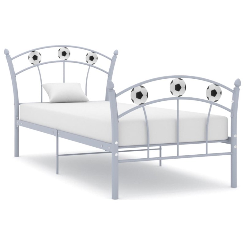 vidaXL Estructura de cama con diseño de fútbol metal gris 90x200 cm vidaXL Estructura de cama con diseño de fútbol metal gris 90x200 cm