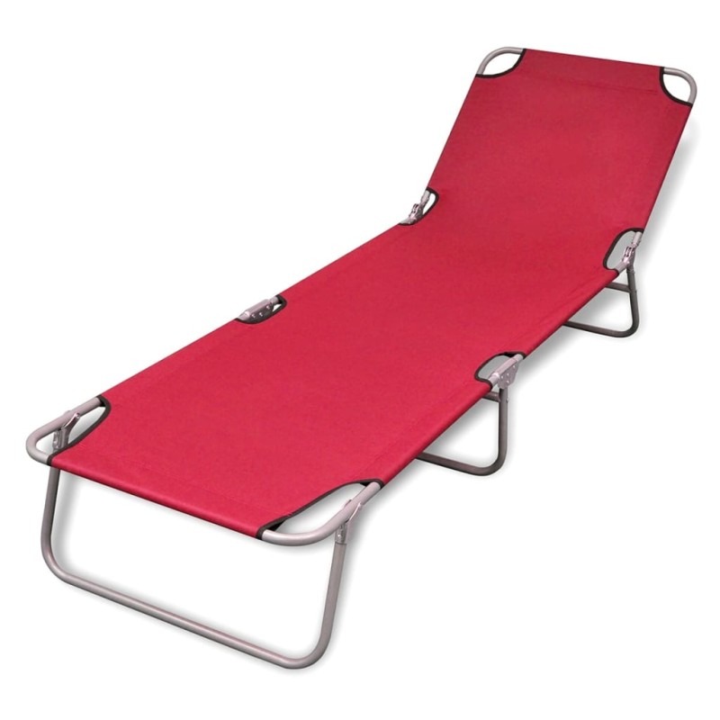vidaXL Tumbona plegable de acero con recubrimiento polvo roja vidaXL Tumbona plegable de acero con recubrimiento polvo roja