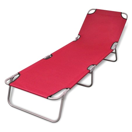 vidaXL Tumbona plegable de acero con recubrimiento polvo roja