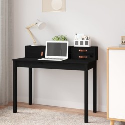 vidaXL Escritorio de madera maciza de pino negro 110x50x93 cm