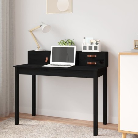 vidaXL Escritorio de madera maciza de pino negro 110x50x93 cm