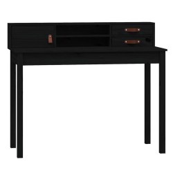 vidaXL Escritorio de madera maciza de pino negro 110x50x93 cm