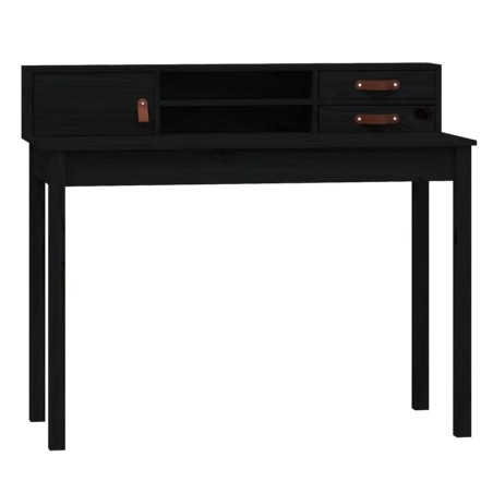 vidaXL Escritorio de madera maciza de pino negro 110x50x93 cm