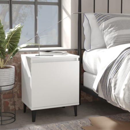 vidaXL Mesitas de noche con patas de metal 2 uds blanco 40x30x50 cm