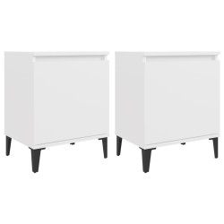 vidaXL Mesitas de noche con patas de metal 2 uds blanco 40x30x50 cm