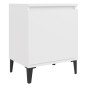 vidaXL Mesitas de noche con patas de metal 2 uds blanco 40x30x50 cm vidaXL Mesitas de noche con patas de metal 2 uds blanco 40x30x50 cm