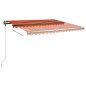 vidaXL Toldo manual retráctil con postes naranja y marrón 4x3 m vidaXL Toldo manual retráctil con postes naranja y marrón 4x3 m