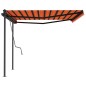 vidaXL Toldo manual retráctil con postes naranja y marrón 4x3 m vidaXL Toldo manual retráctil con postes naranja y marrón 4x3 m