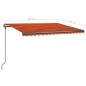 vidaXL Toldo manual retráctil con postes naranja y marrón 4x3 m vidaXL Toldo manual retráctil con postes naranja y marrón 4x3 m