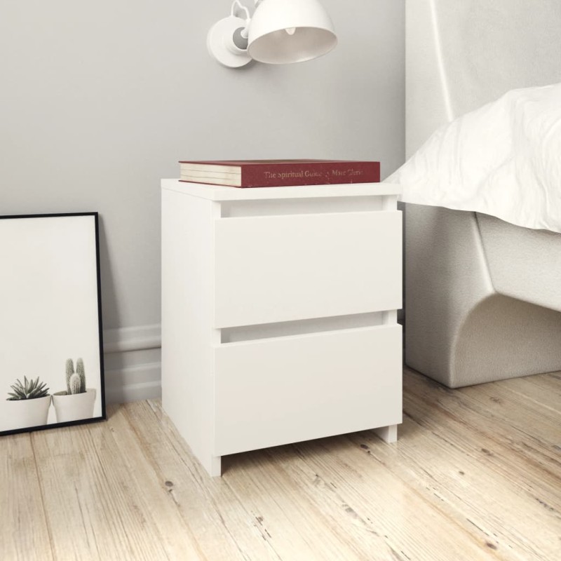 vidaXL Mesita de noche madera contrachapada blanco 30x30x40 cm vidaXL Mesita de noche madera contrachapada blanco 30x30x40 cm