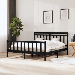 vidaXL Estructura de cama de madera maciza negra 160x200 cm